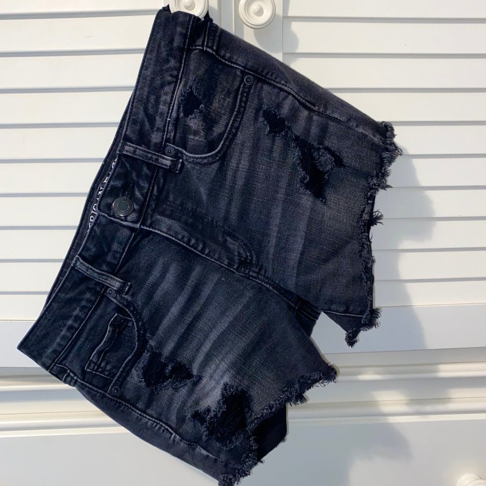 American Eagle Black Stretch Ripped Shorts